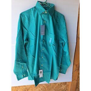 Men's NWT  Arrow Company Green L/S Button Front Pinpoint Shirt 15-15-1/2 - 32/33